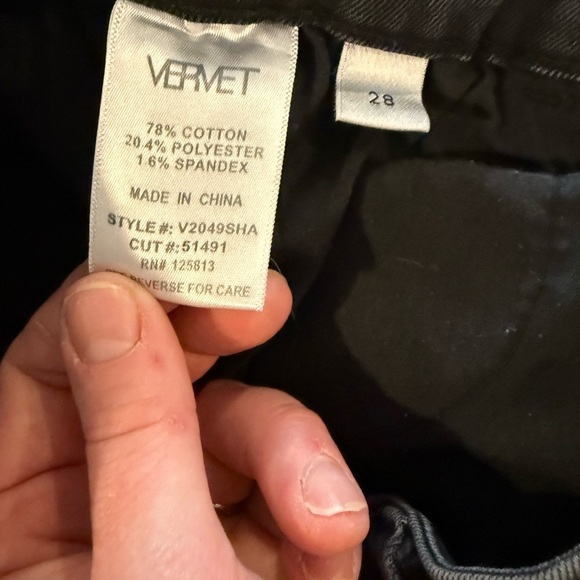 Vervet Black Distressed Denim Size 28. Ribcage button fly. - Picture 5 of 7